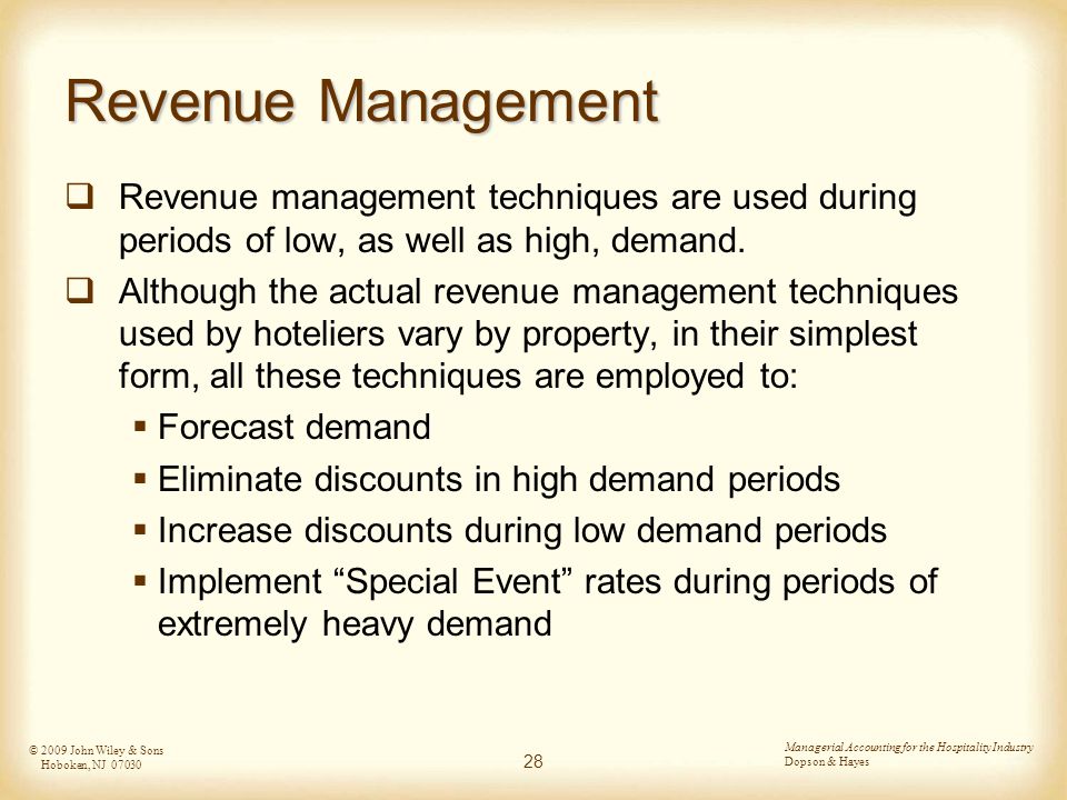 Revenue management techniques in hospitality industry